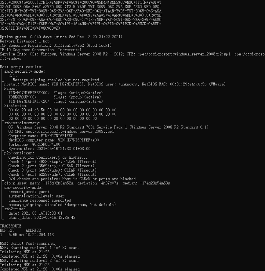 Operating System Scanning